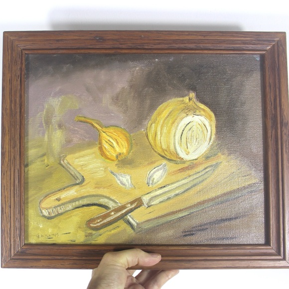 Vintage Original Still Life Painting Signed by Artist Framed Oil on Canvas Kitch - Picture 2 of 9